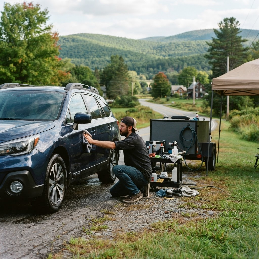 Mobile car detailing service setup serving Burlington, VT