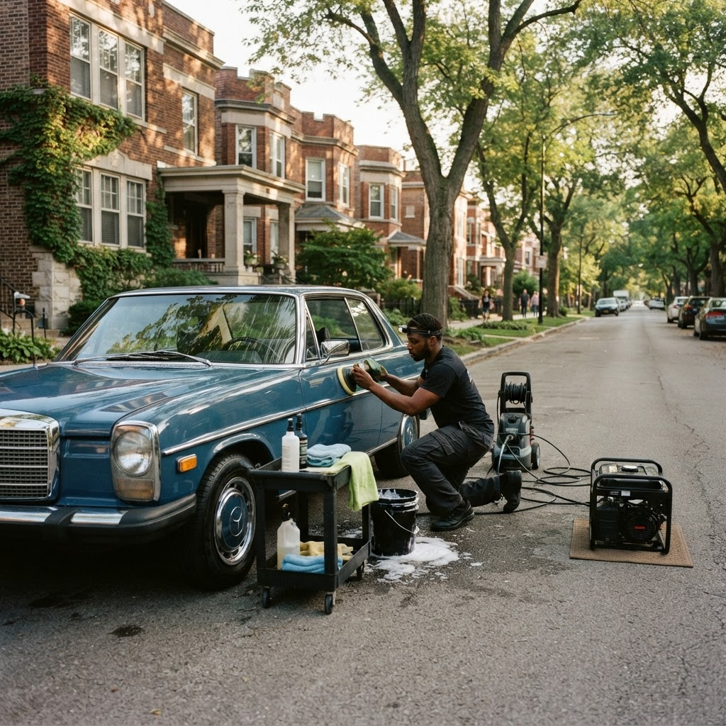 Mobile car detailing service setup serving Chicago, IL