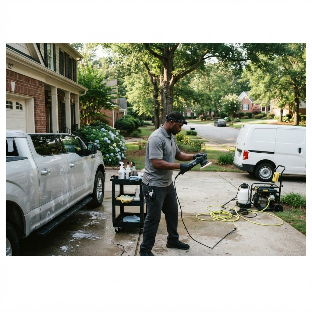 Mobile car detailing service setup serving Greer, SC