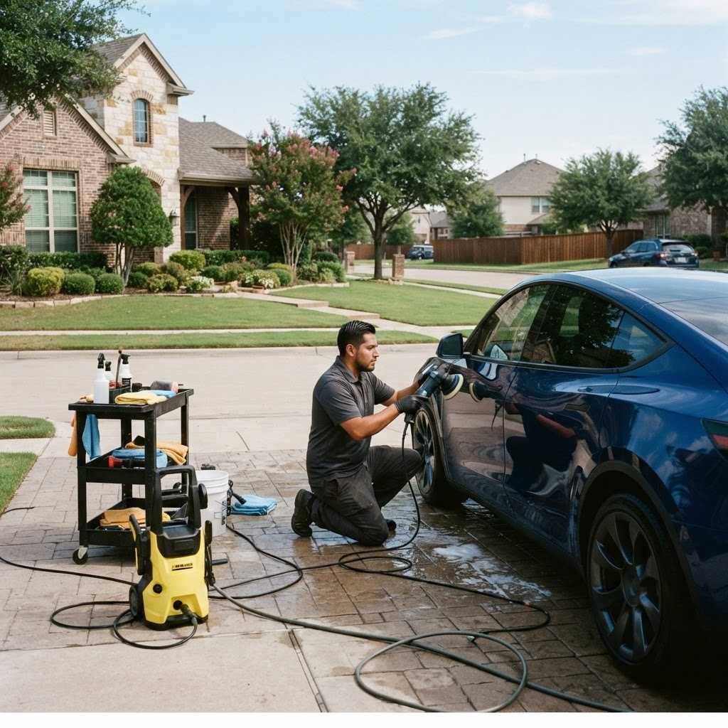 Mobile car detailing service setup serving Irving, TX