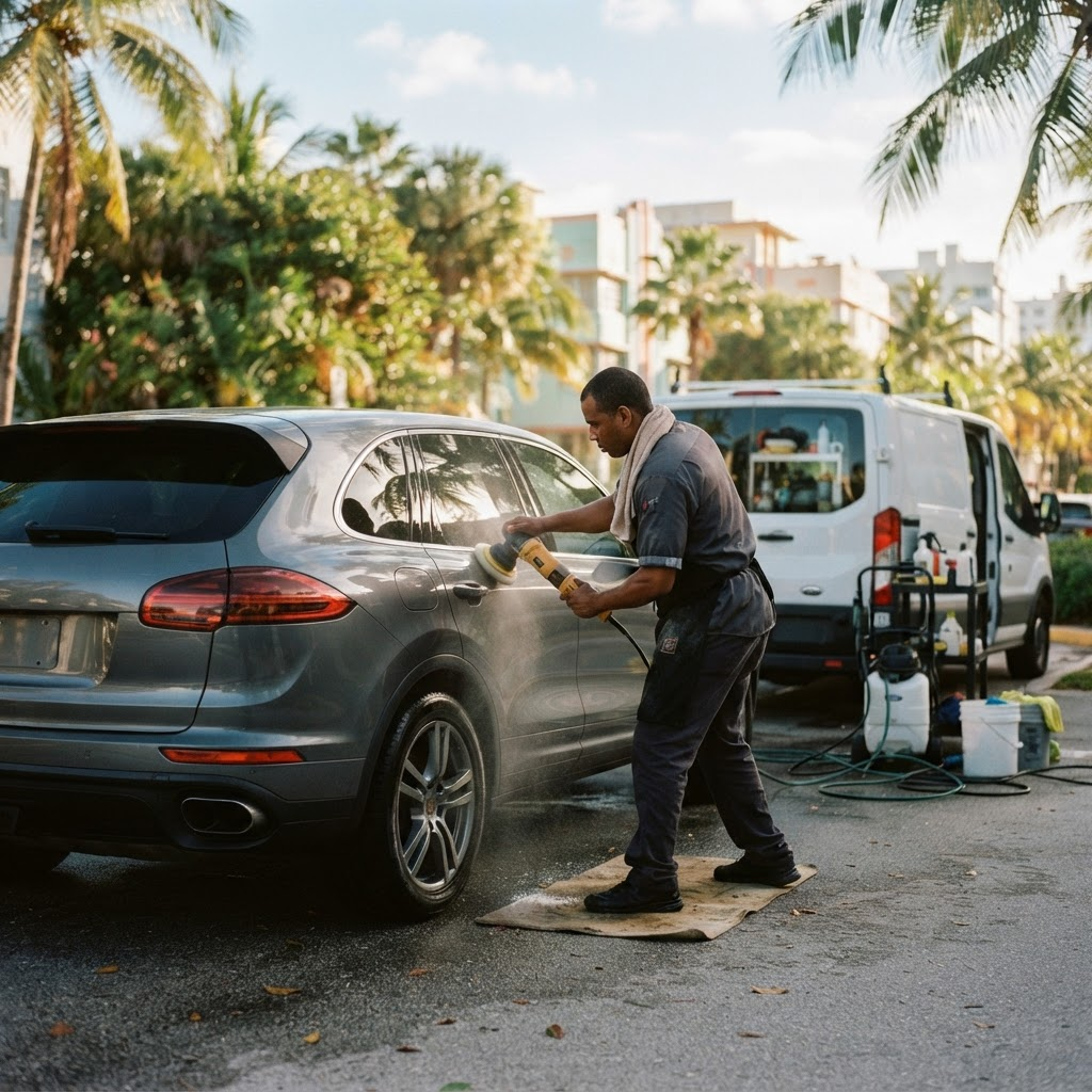 Mobile car detailing service setup serving Miami, FL