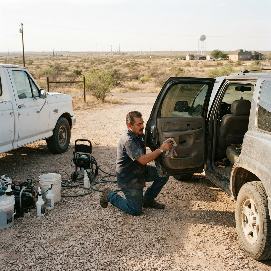 Mobile car detailing service setup serving Midland, TX