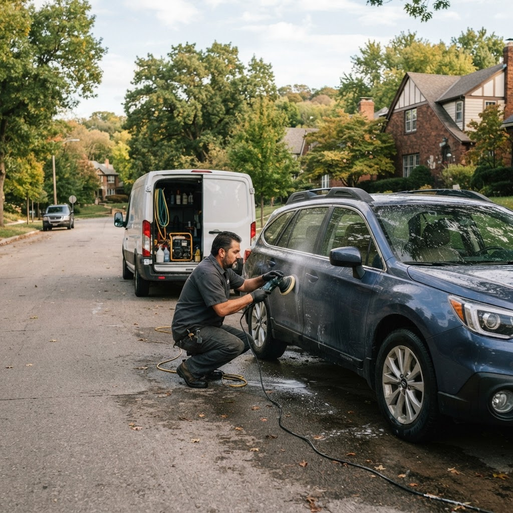 Mobile car detailing service setup serving Omaha, NE