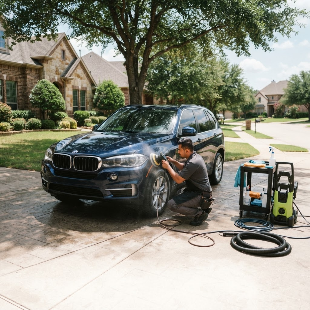 Mobile car detailing service setup serving Plano, TX