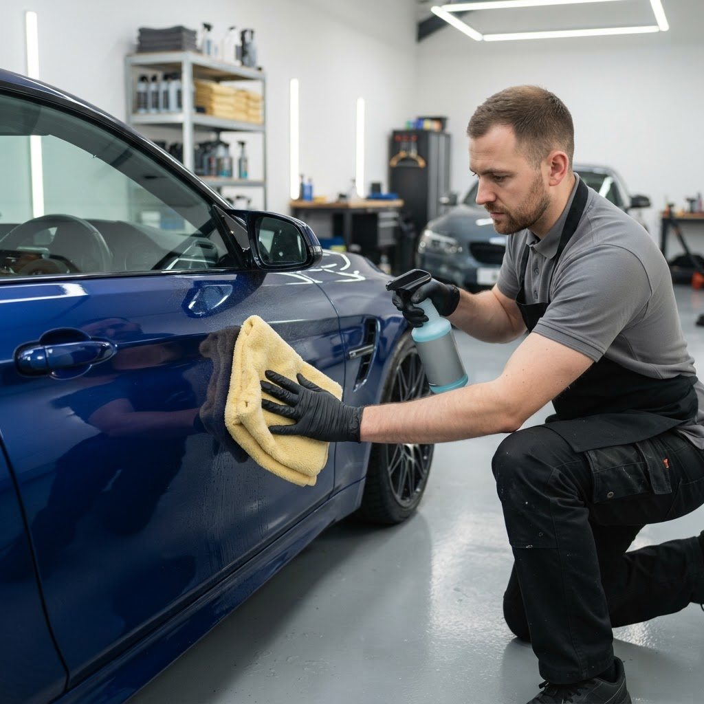 Waterless vs. Rinseless Wash — professional vehicle-care photography